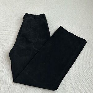 August Silk 100% Genuine Suede Leather Straight Leg Pants Black Size 10